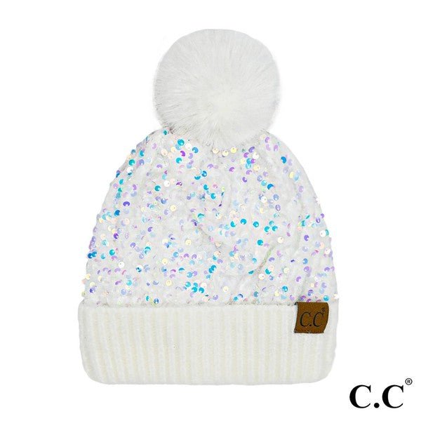 Aspen Sequin Pom Beanie - Brynn & Rae Boutique