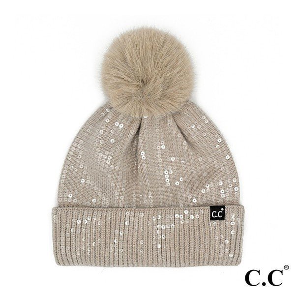 Aspen Sequin Pom Beanie - Brynn & Rae Boutique