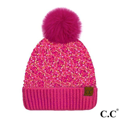 Aspen Sequin Pom Beanie - Brynn & Rae Boutique