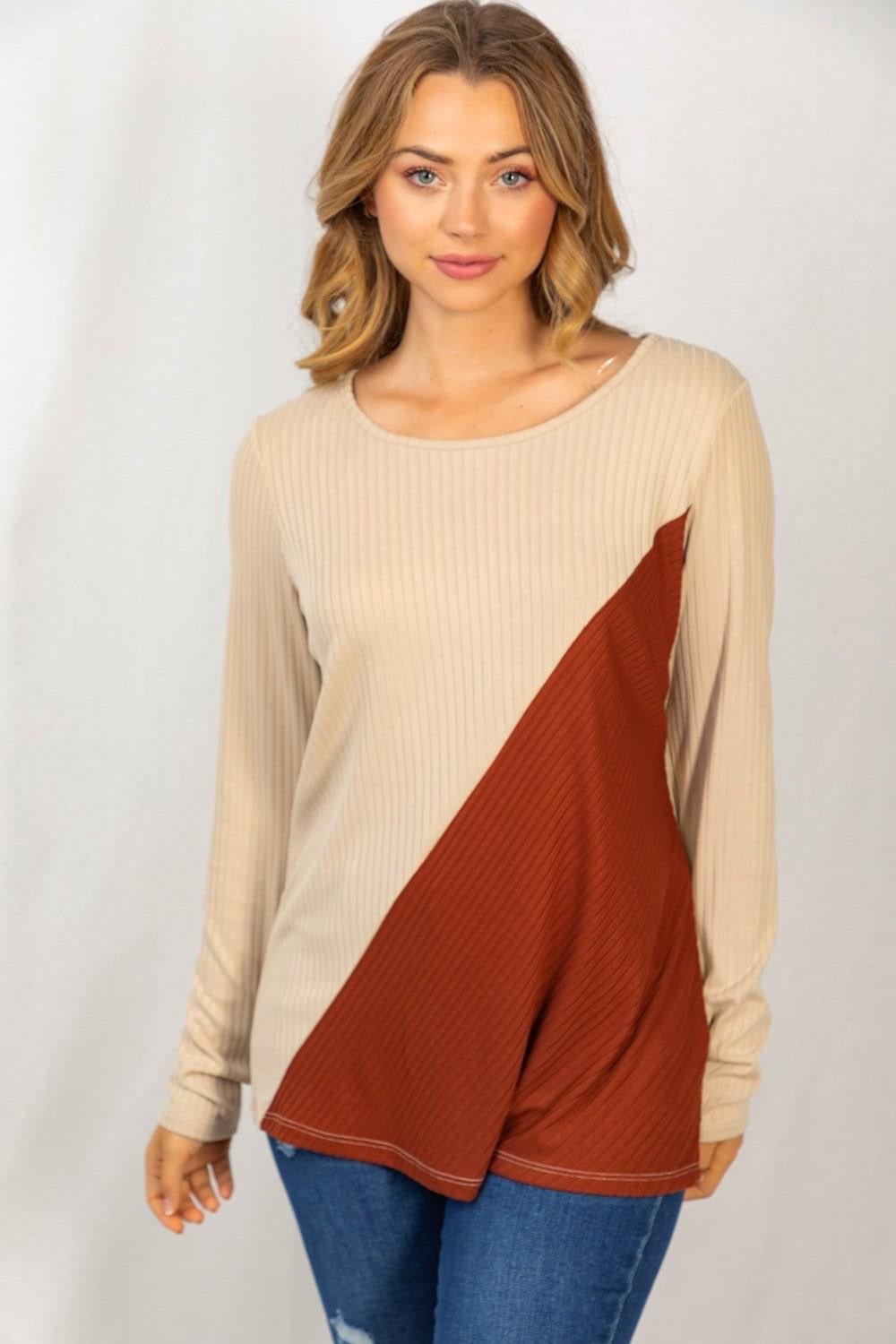 Must Be Rust Color Block Top